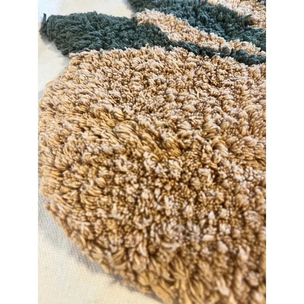 Boho Punch Needle Yarn Pillow Case Tan Bold Abstract Textile Art Indie Folk 80s